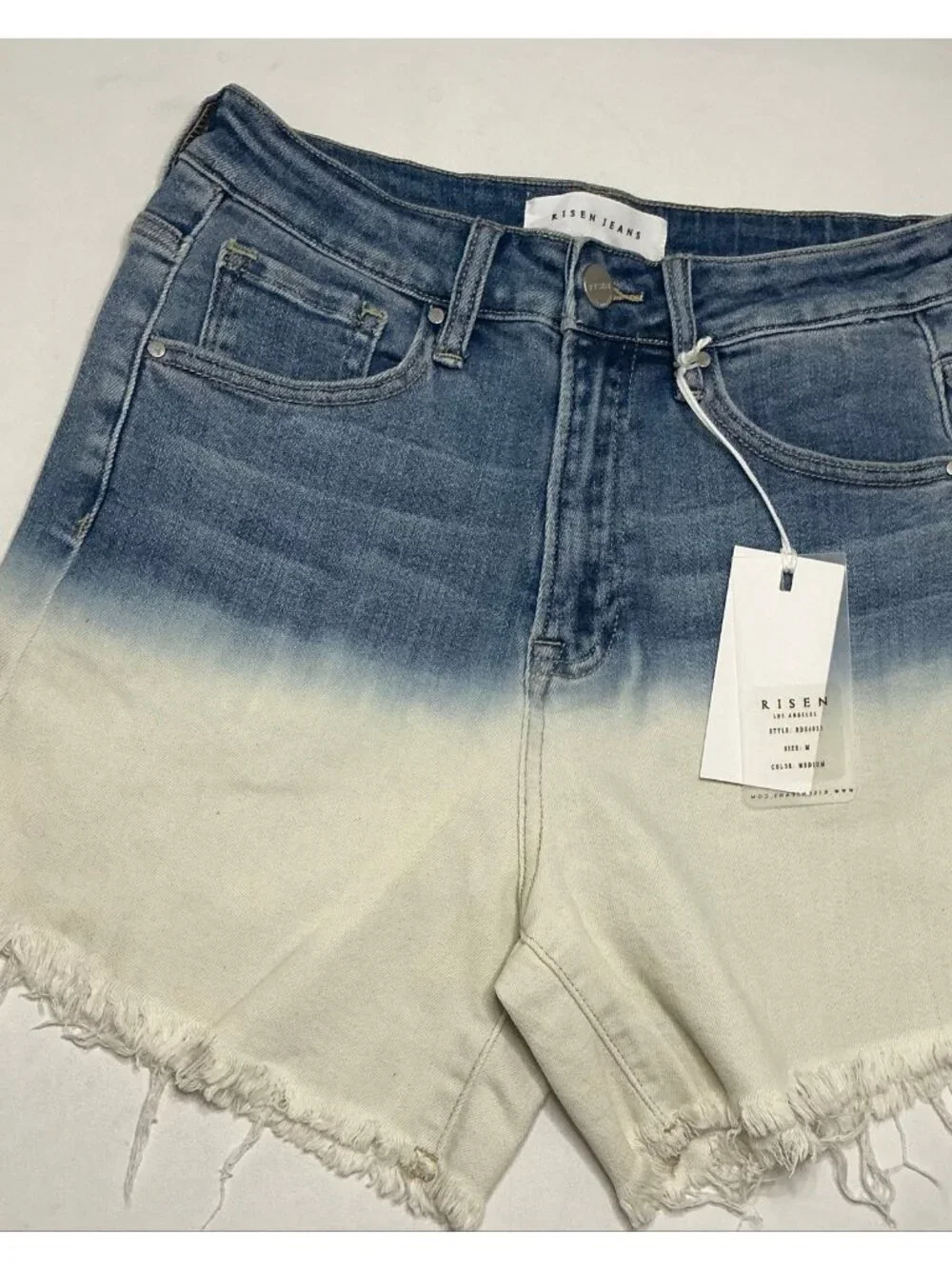 Risen High Rise shorts Ombre Frayed Size Medium NWT